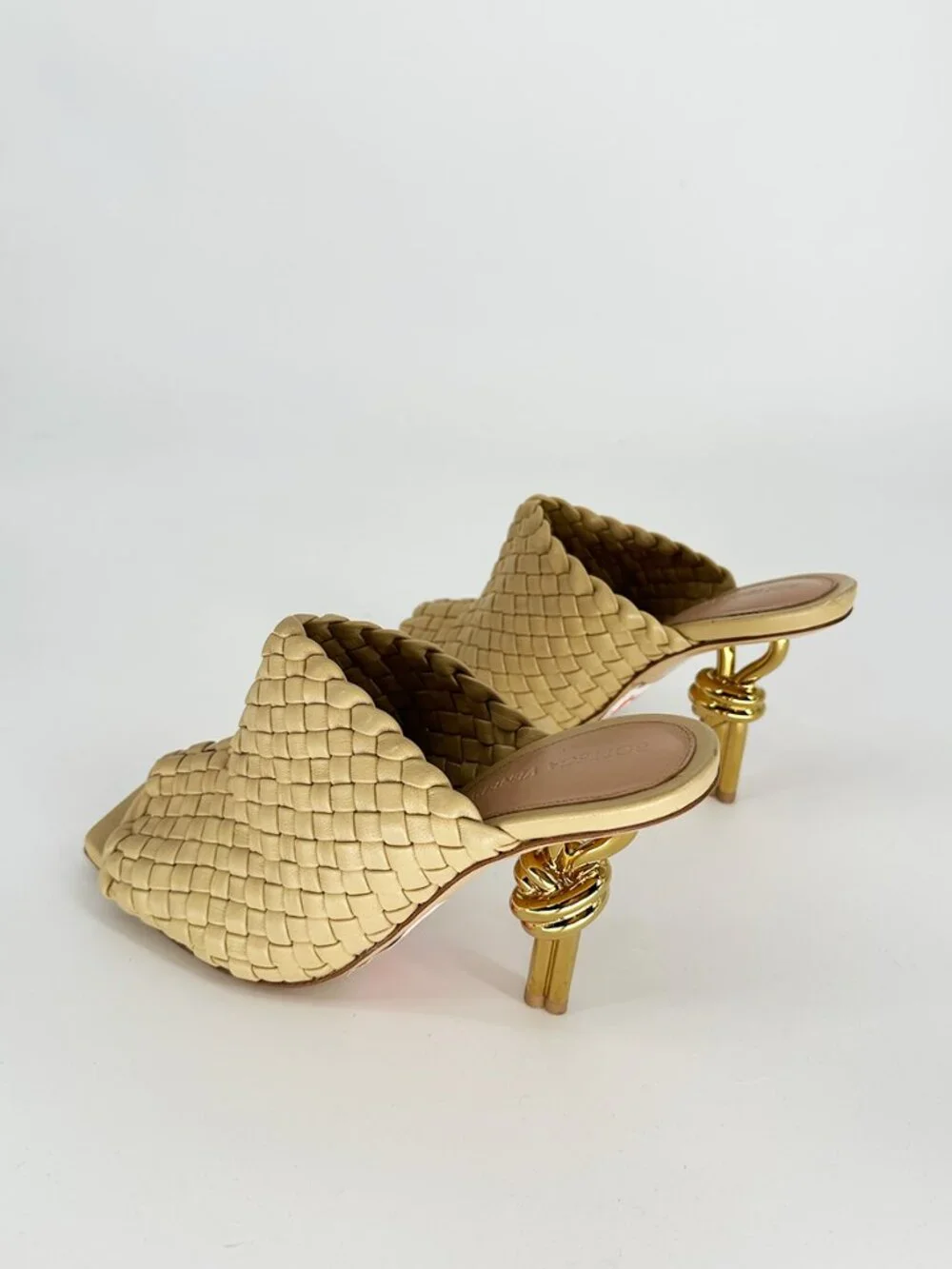 Bottega Veneta Knot Heel Intrecciato Leather Woven Tan 37